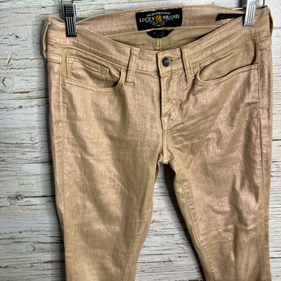 Lucky  Brand Charlie Skinny Jeans size 4/27 gold brown - Picture 3 of 9